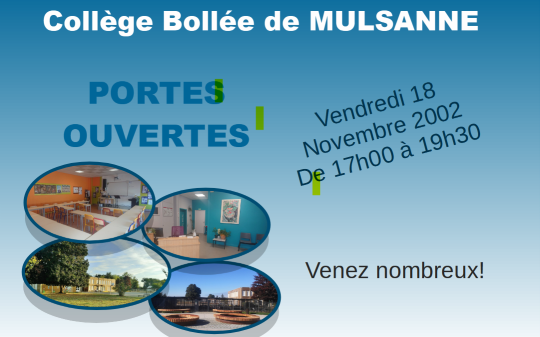 Vendredi 18 novembre : Portes ouvertes du collège de 17 h à 19 h 30